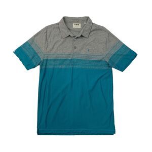 Linksoul Shirt Mens M Medium Light Grey Blue Collared Droptail Hem Golf Polo